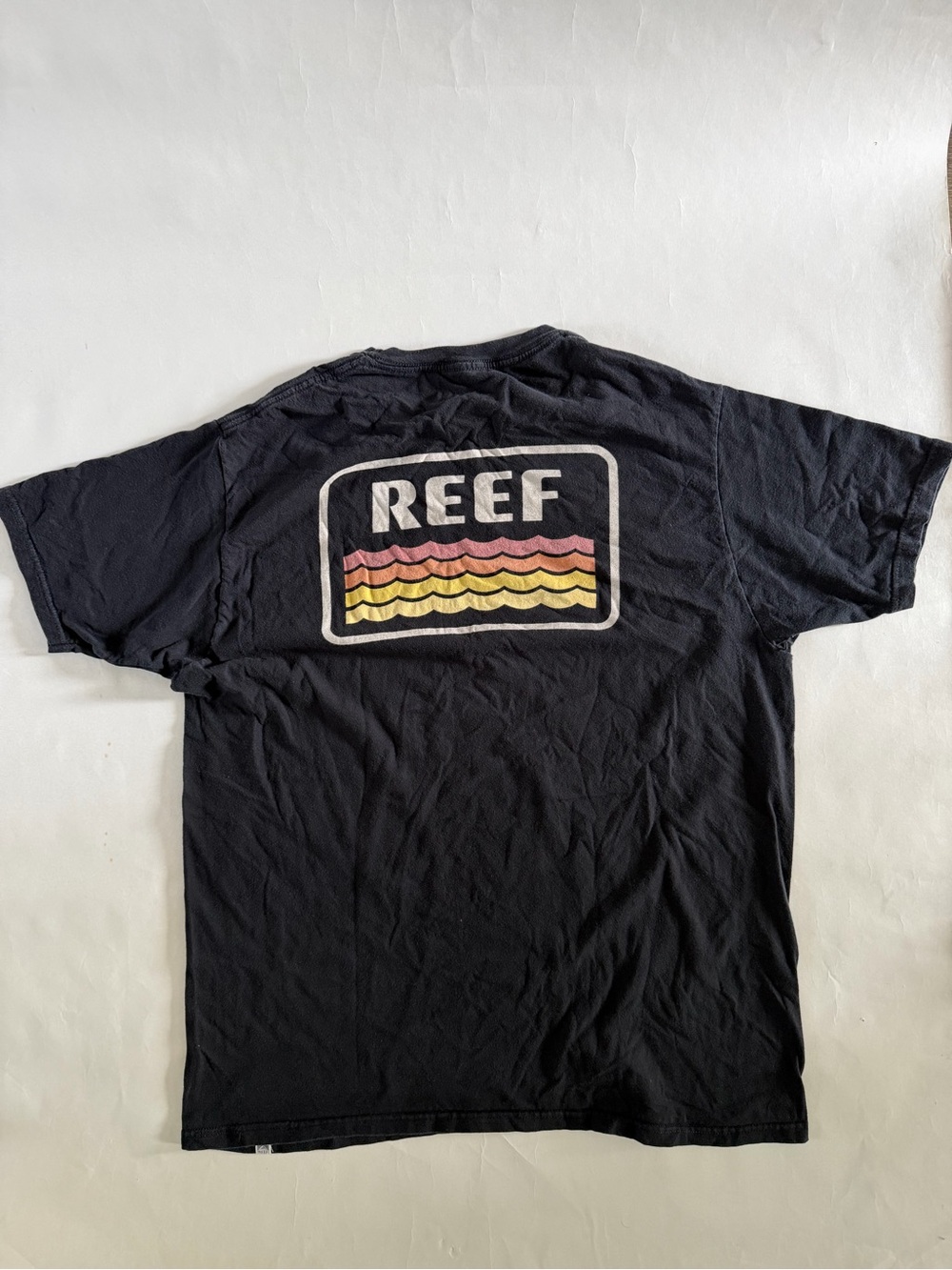 Reef Men's Navy Short Sleeve Tee with Multicolor Chest Patch - Picture 3 of 3